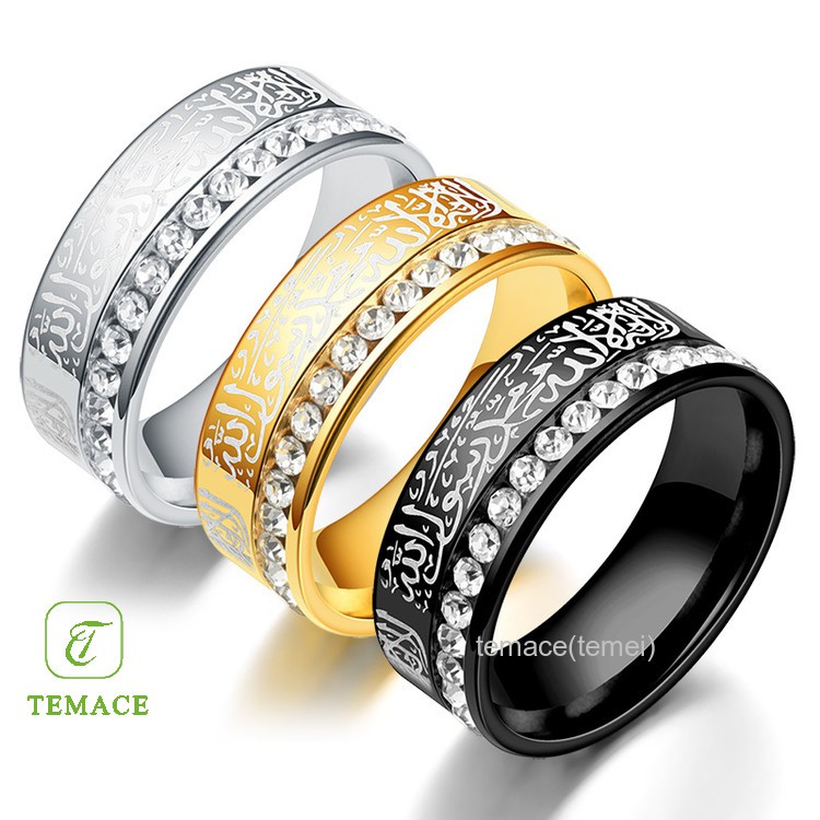 Cincin Titanium Steel Hias Berlian Imitasi Tauhid Cincin Titanium Steel Hias Berlian Imitasi Tauhid