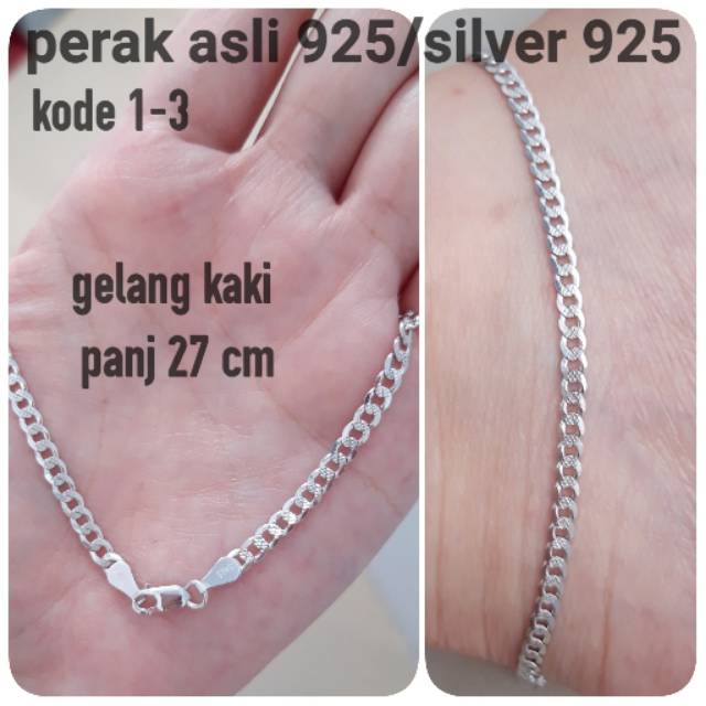 Gelang kaki sisik naga perak asli 925 lapis mas putih ANTI KARAT
