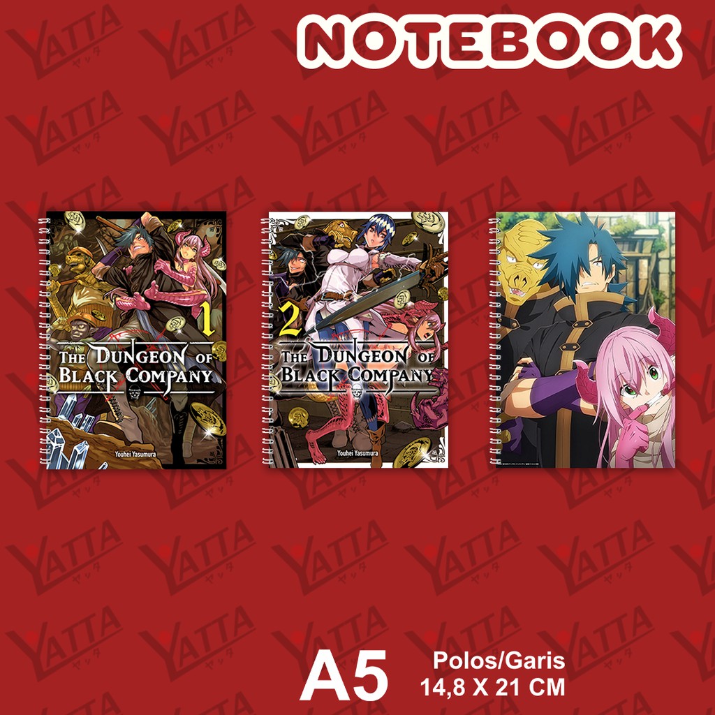 

Notebook Anime ukuran A5 14,6 cm x 21 cm Meikyuu Black Company