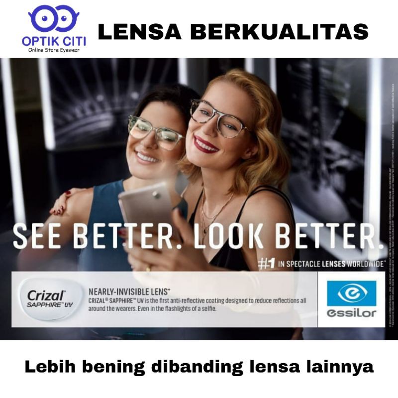 Lensa Essilor Crizal Sapphire HR Blue Uv Capture Original Bergaransi