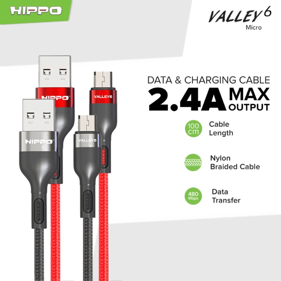 Kabel Micro USB Fast Charging Hippo Valley 6 Kabel Data Micro 100cm