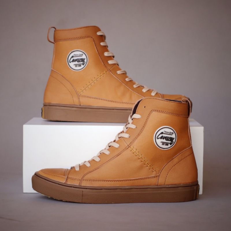 (COD) 0Sepatu Pria Kasual Kulit Asli - CEVANY / DANTE HIGH TAN - Sepatu Boot Sneakers Pria Model Exodos