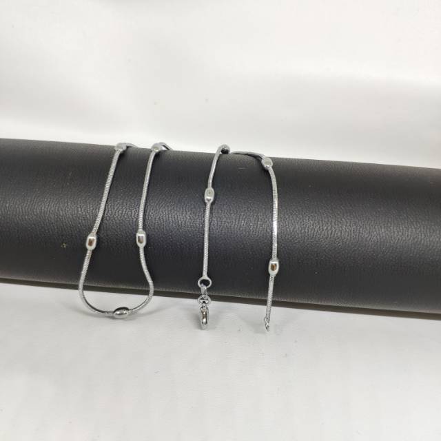 Kalung silver 40cm isi 10 pcs model butiran lonjong