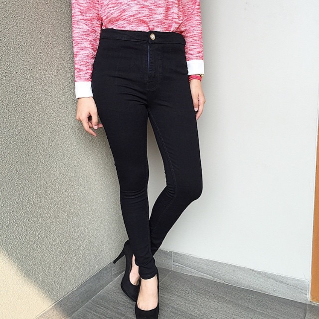 Boxofjeans - High Waist / HW Skinny Jeans - BLACK