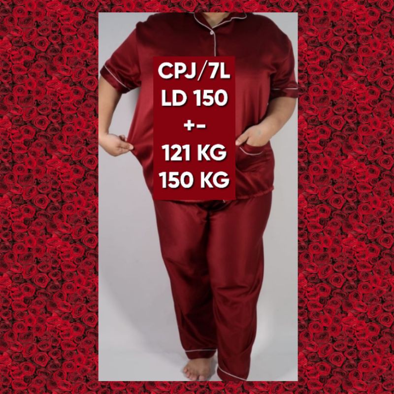 PIYAMA satin / saten silk polos 40 kg - 160 kg setelan celana panjang baju lengan pendek pajamas