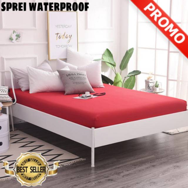 Sprei waterproof ukuran 180x200 tinggi 30cm sprei anti air anti ompol