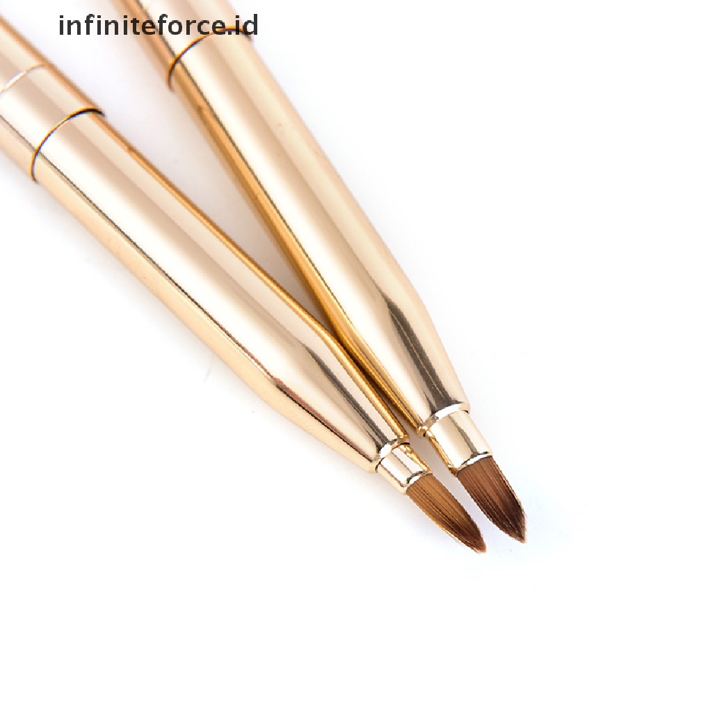 Infiniteforce.id Brush Makeup Retractable Kepala Ganda Untuk Eyeshadow / Eyeliner / Alis / Bibir