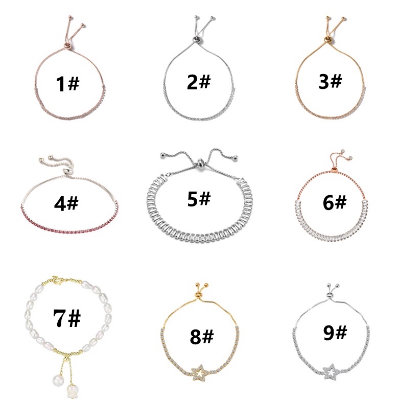 Ahellogirl Gelang Adjustable Aksen Berlian Imitasi Warna Rose Gold Dan Silver Untuk Wanita