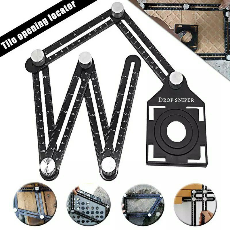 Penggaris Keramik 6 Siku Alat Mal Sudut Bahan Aluminium Dengan Penanda Lubang