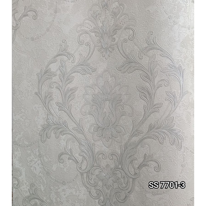 Wallpaper Dinding Putih Silver Minimalis Gliter Timbul