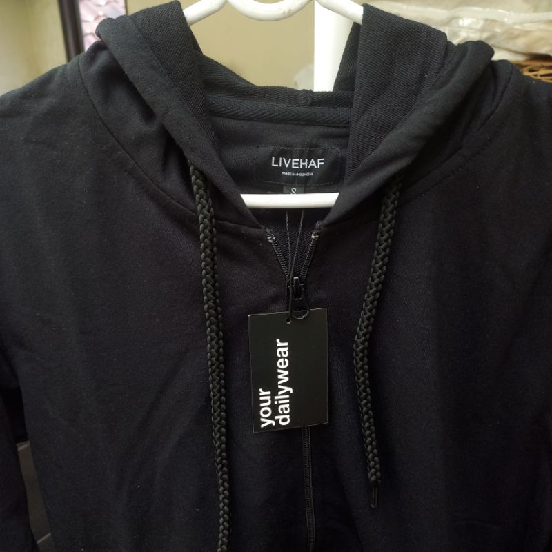 Jaket Zipper Livehaf - Kazip Terry Jacket Black