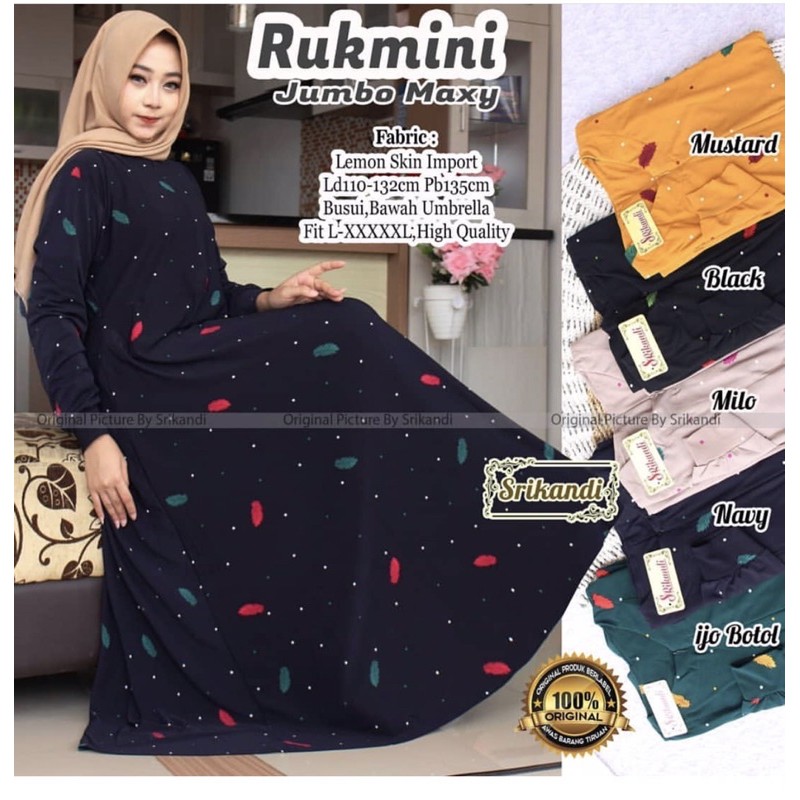 Rukmini Maxy - Gamis Lemon Skin Premium Busui - Rukmini Jumbo Maxy / 035 - 5103 / 033-5566