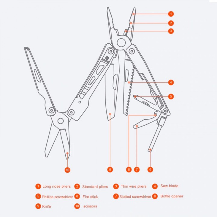 XIAOMI NEXTOOL 10 in 1 Outdoor Multifunction Foldable Tools - KT5024