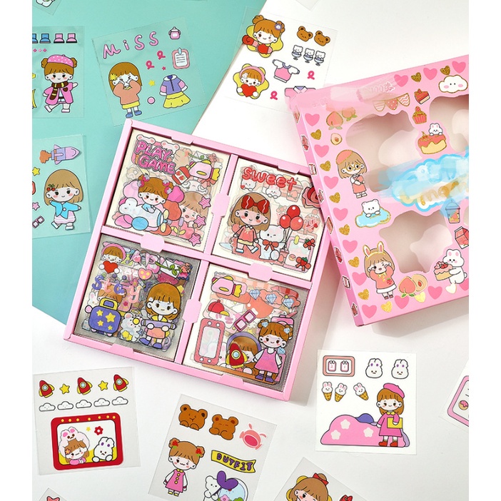 100pcs / Set Stiker MOMO Kartun Anti Air Bahan PET Untuk Alat Tulis Jurnal