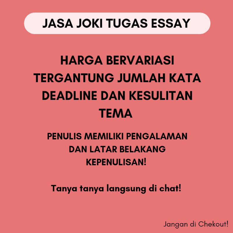 

JASA BIKIN ESSAY SMP - SMA - MAHASISWA [ TRUSTED DAN AMAN ]