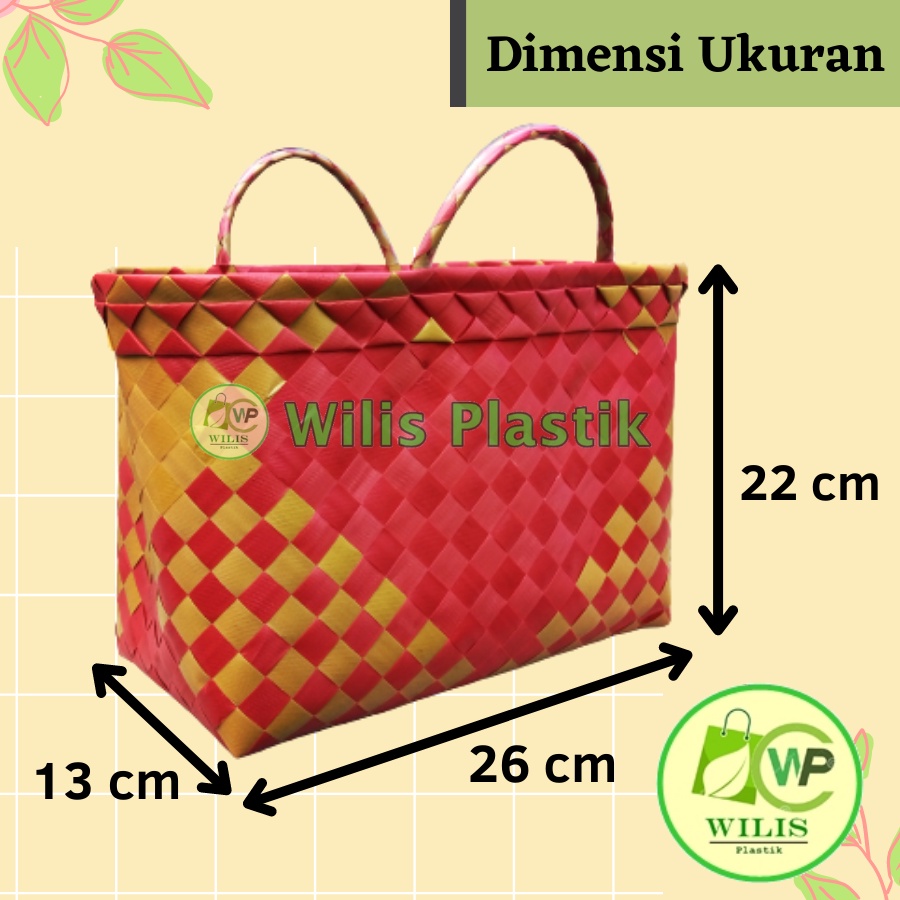 Tas Anyaman Plastik KOTAK SEDANG (M) Berkat / Tas Souvenir Parcel Hampers Bingkisan Hajatan