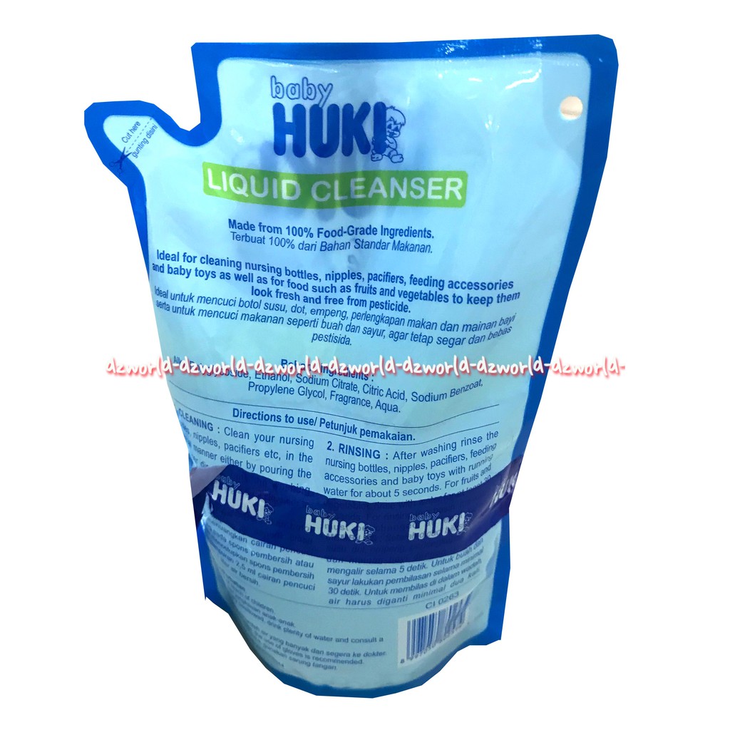 Huki Liquid Cleanser 450ml Refill sabun pembersih botol dan alat makan bayi 100% persen foodgrade