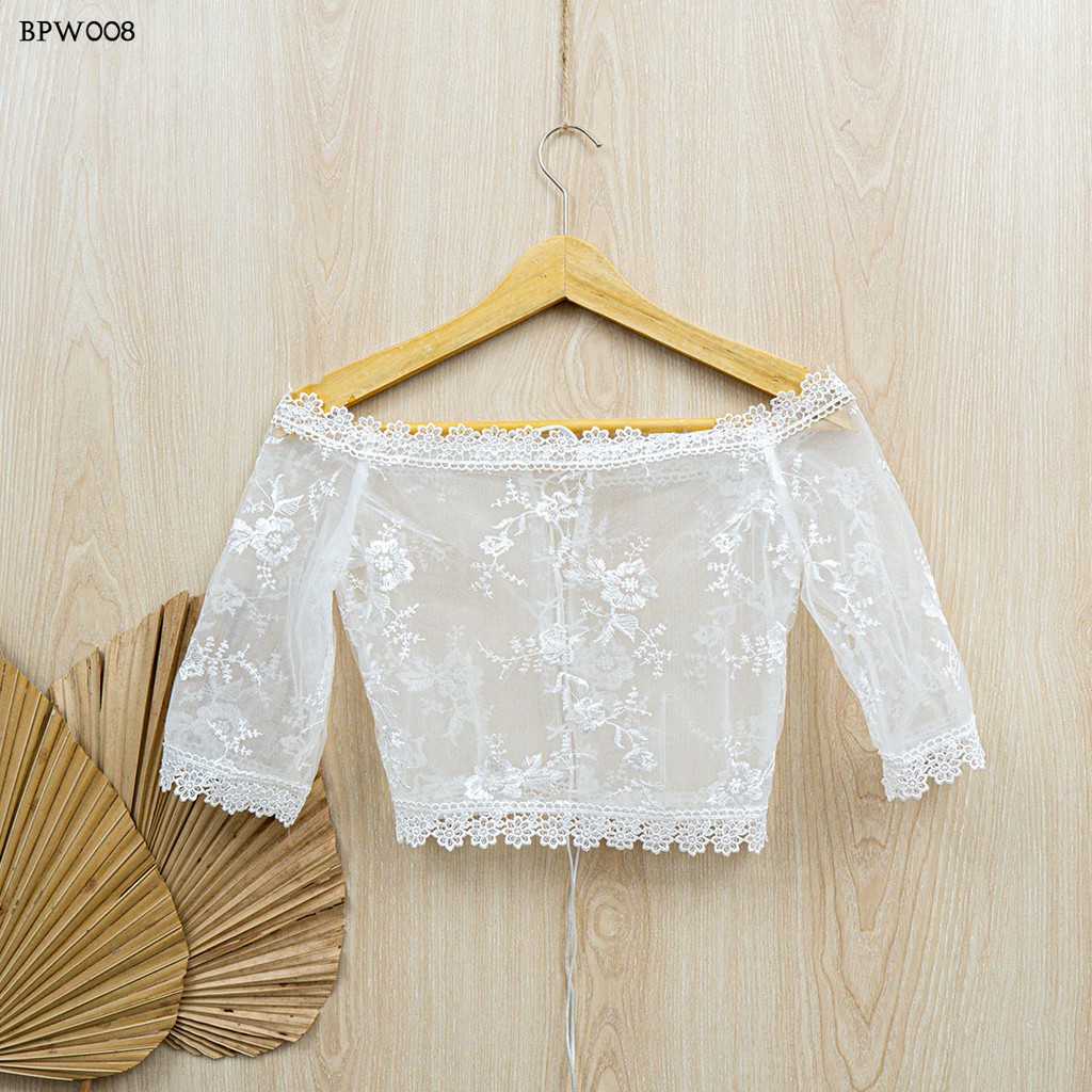 [READY STOCK] AKSESORIS PESTA LACE BROKAT BOLERO PENGANTIN CARDIGAN WEDDING PUTIH BPW008