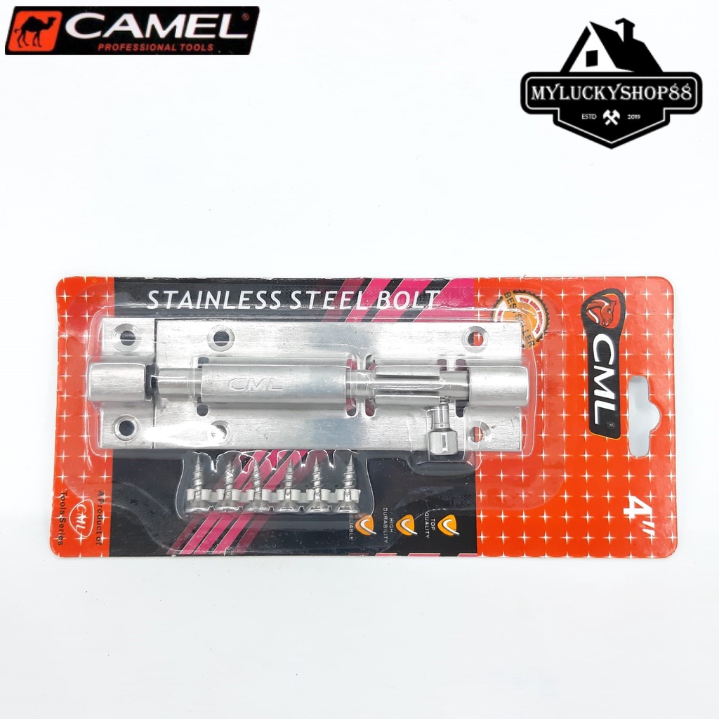 Kunci Grendel Stainless Tebal Camel Slot Pintu Gerendel Jendela Selot 4 Inch