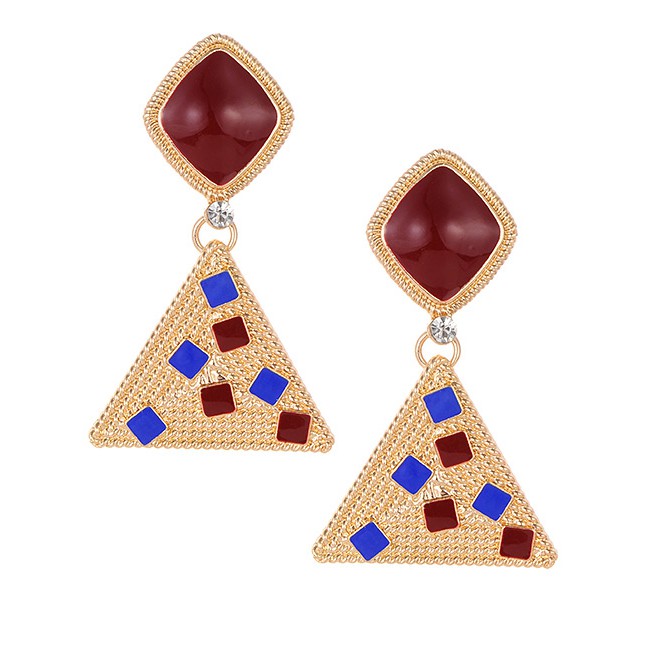 LRC Anting Tusuk Fashion Triangle Shape Decorated Earrings