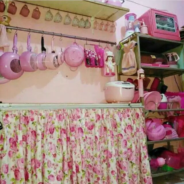 gorden kolong dapur bunga anisa pink