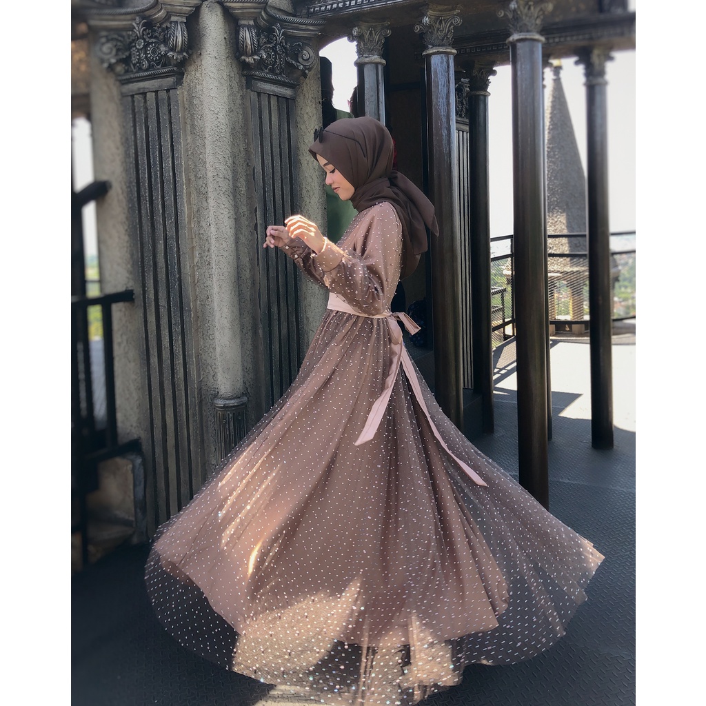 BINAR DRESS BYGIAGIO dress kondangan gaun akad simple gaun wedding pernikahan baju muslim putih gaun lamaran elegan pakaian wanita pesta elegan fashion korea dres lebaran cantik anggun mewah nyaman gaun vintage fashion bahan tulle mutiara swarovski furing