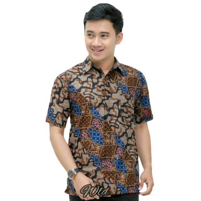 BSWART Batik HRB026 Kenongo Hem Pendek Padi Pekalongan M L XL XXL Batik Pria MURAH Modern Grosir-NO:12