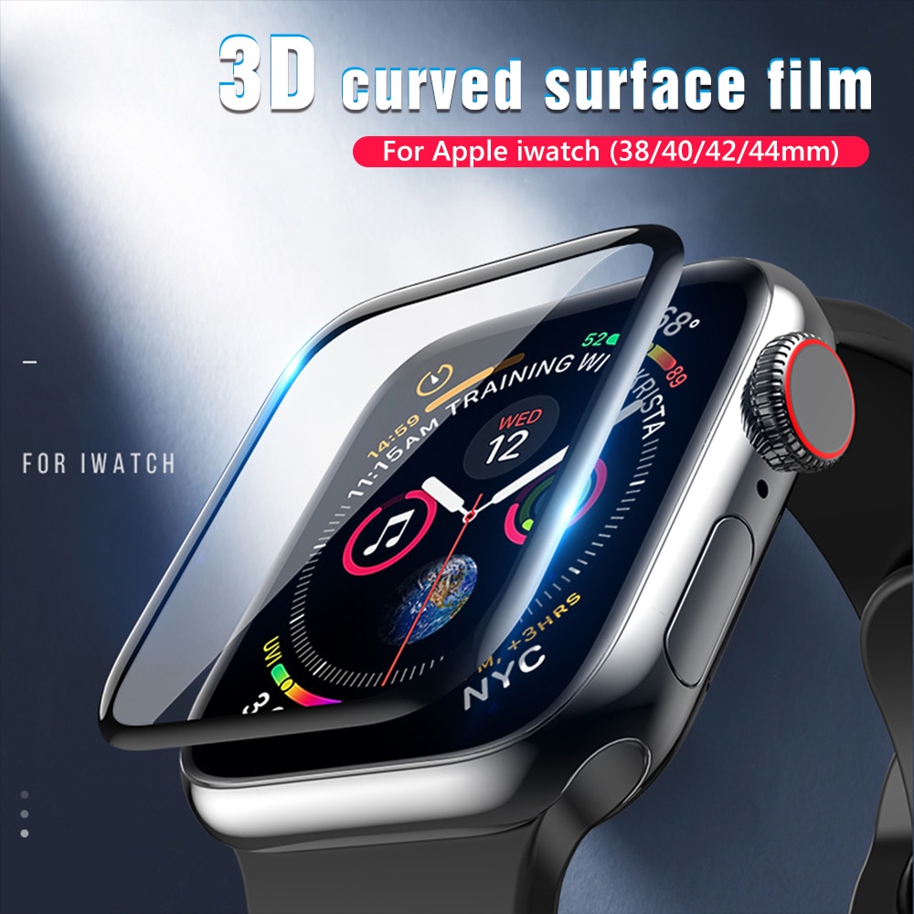 Pelindung Layar Tempered Glass 3d Curved Edge 40mm 44mm 38mm 42mm Untuk Apple Watch 4 2 1 3 5