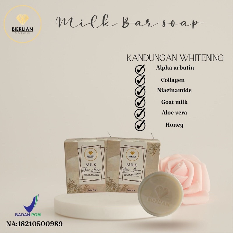 SABUN PEMUTIH BADAN/SABUN SUSU PEMUTIH/SABUN WHITENING BIERLIAN BPOM