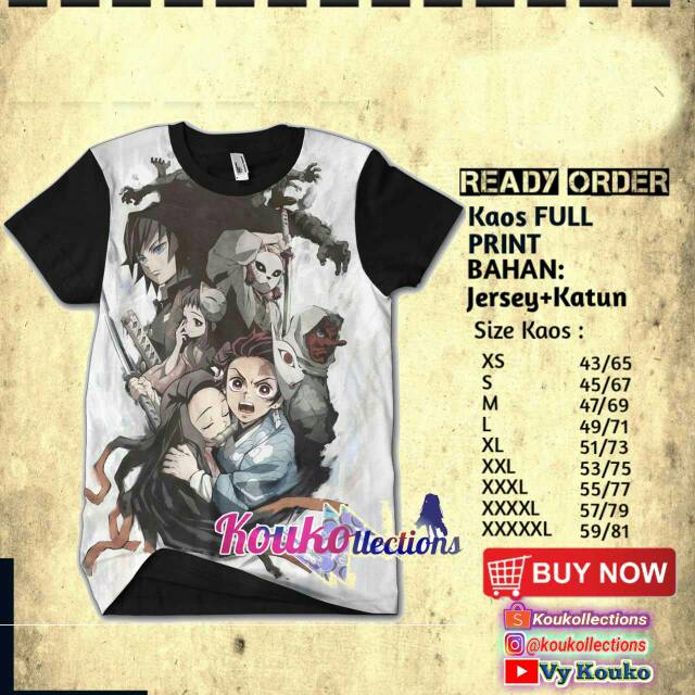 Jual PROMO KAOS ANIME KIMETSU NO YAIBA FULLPRINT-pakaian pria dan