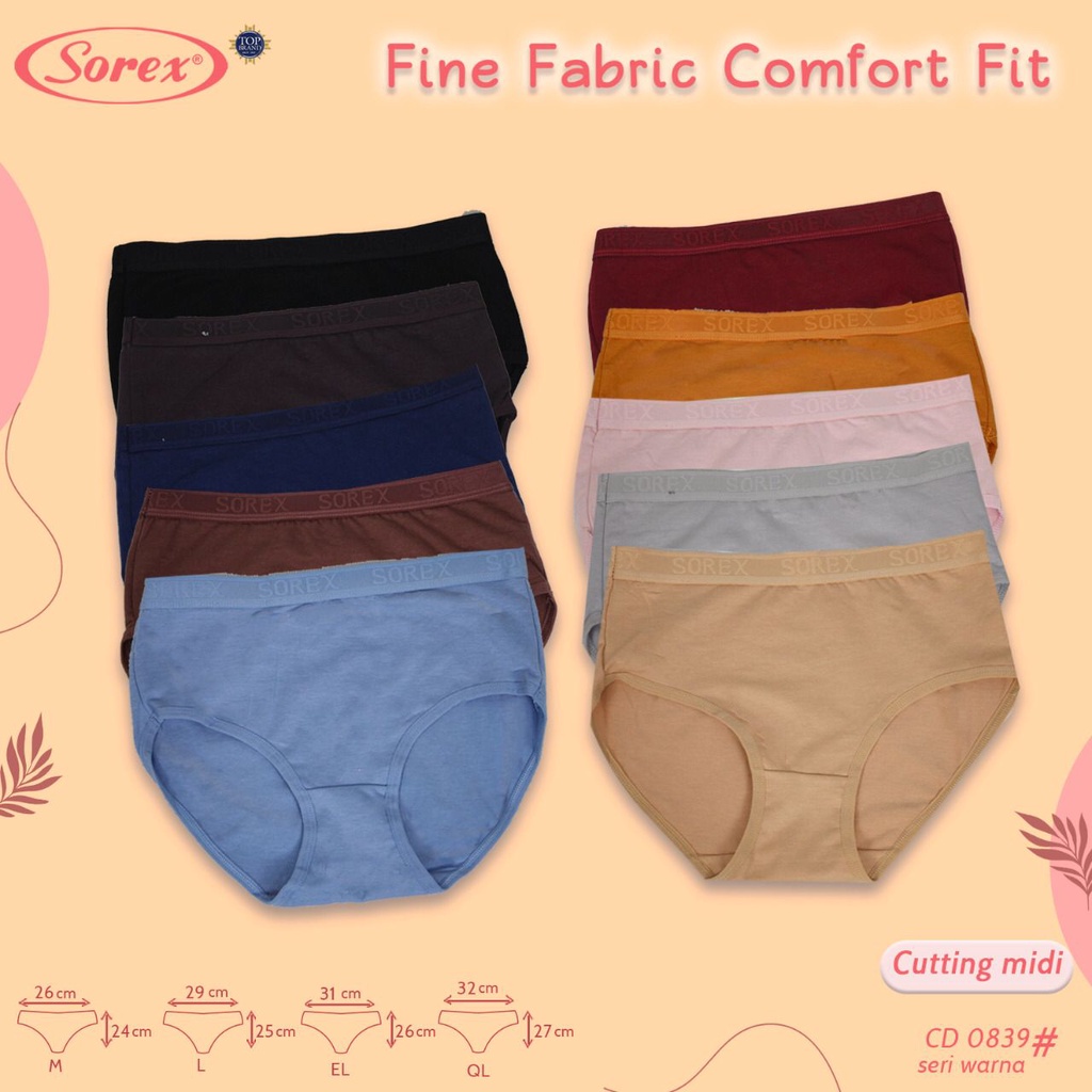 CD SOREX 0839 KATUN - CELANA DALAM SOREX KATUN - CELANA DALAM WANITA SOREX  KATUN / SOREX CD FINE FABRIC COMFORT FIT STRECH 0839 M L EL QL - PAKAIAN DALAM WANITA AKTUN SUPER STRECH - ARA98STORE