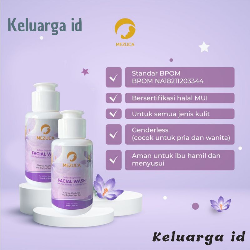 ❤ MEZUCA ❤ Saffron Brightening Facial Wash with Niacinamide &amp; Galactomyces BPOM Pembersih Kulit Wajah - Keluarga.id