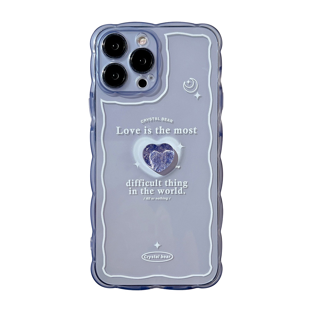 Case Pelindung Transparan Motif Hati Biru 3D Untuk Iphone 11 8 7 Plus SE2 XS XR 12 13 Mini PRO MAX