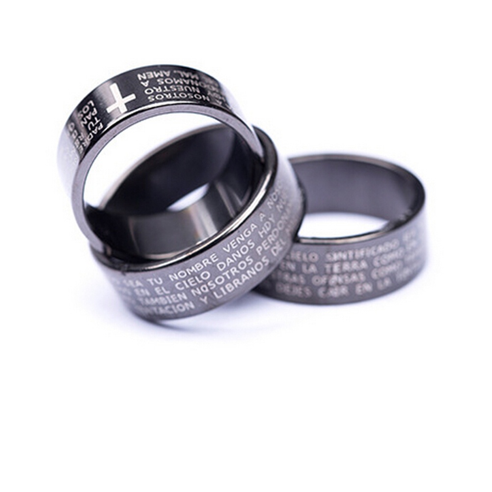 1pc Cincin Bahan Titanium steel Desain Alkitab Untuk Pria / Wanita