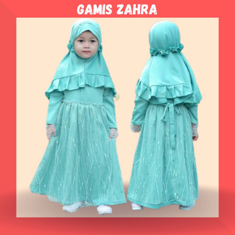 Gamis anak syari polos maxmara set hijab (Gamis Zahra)