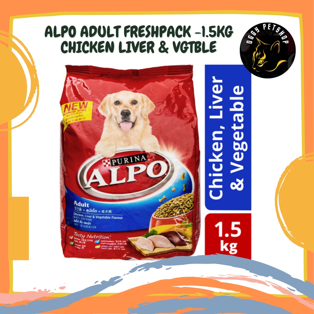 ALPO ADULT CHICKEN LIVER + VEGETABLES Makanan Anjing Freshpack 1.5KG