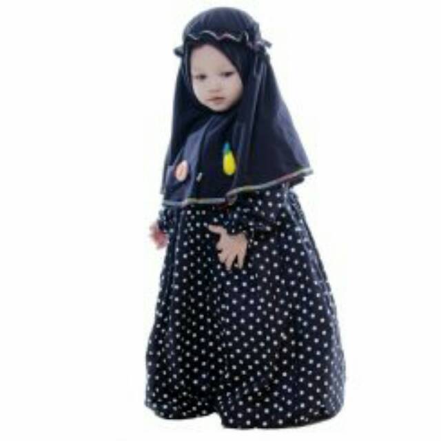 Gamis anak Khaulah Polkadot Muiza Hijab Rifara ORI