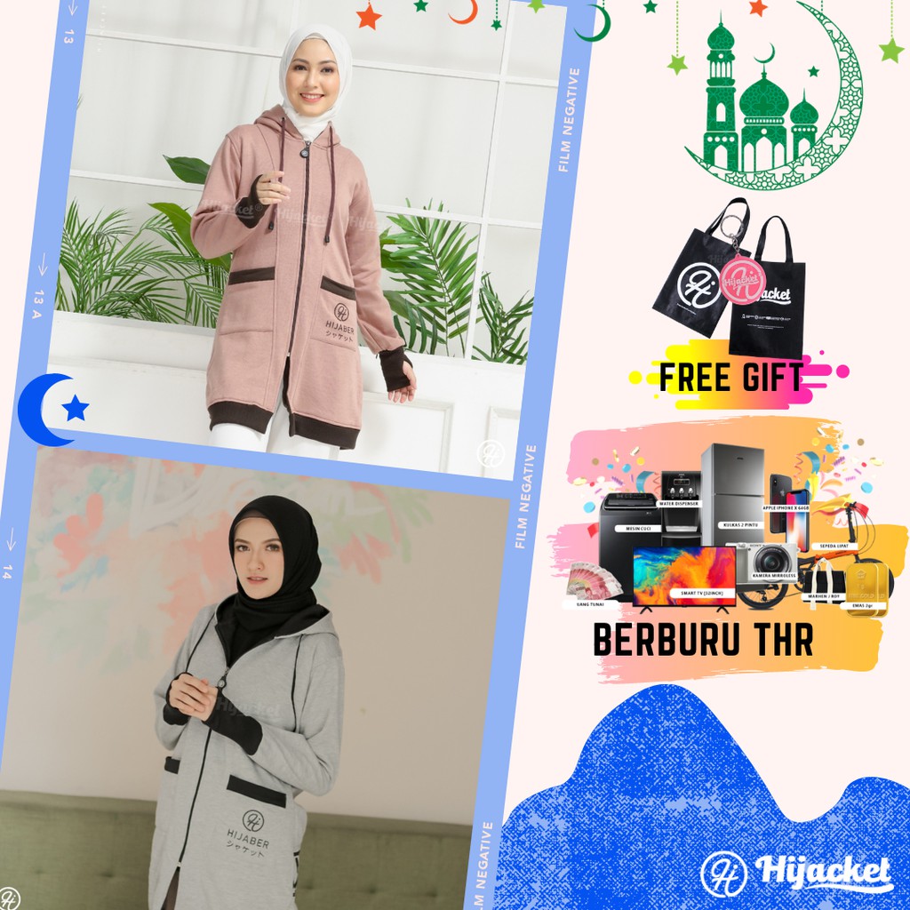 Hijacket ® Original - Yukata - Jaket Panjang Wanita Muslimah Hijaber Korea Keren Unik