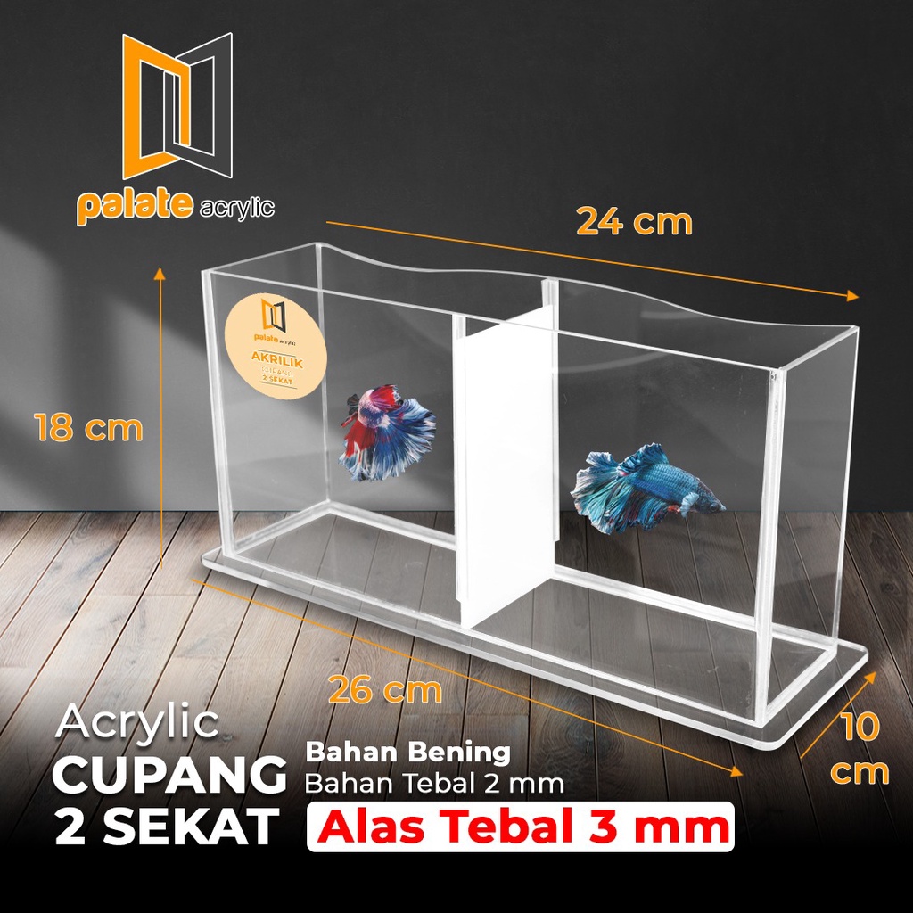 Aquarium Akrilik / Aquarium Cupang / Soliter Cupang [SLIM - 2 SEKAT]