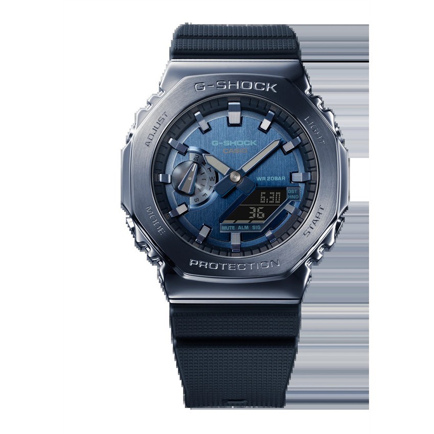 Casio G-Shock GM-S2100 Octagonal Farm Black Blue Oak Waterproof Sports Watch Blue