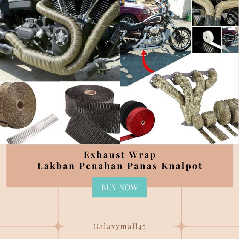 Lakban Kain Fiberglass Pembungkus Peredam Penahan Panas Knalpot Motor 10 meter - Exhaust Wrap HITAM