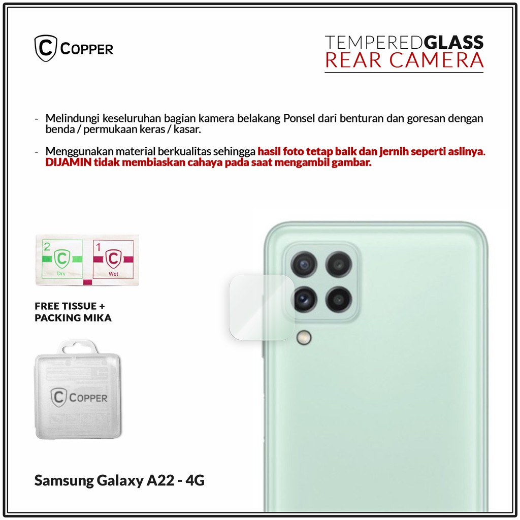 Samsung A22 4G - Copper Tempered Glass Kamera