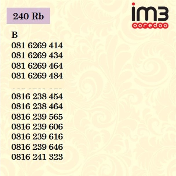 NOMOR CANTIK IM3 10 DIGIT KARTU PERDANA INDOSAT OOREDOO 4G PLUS