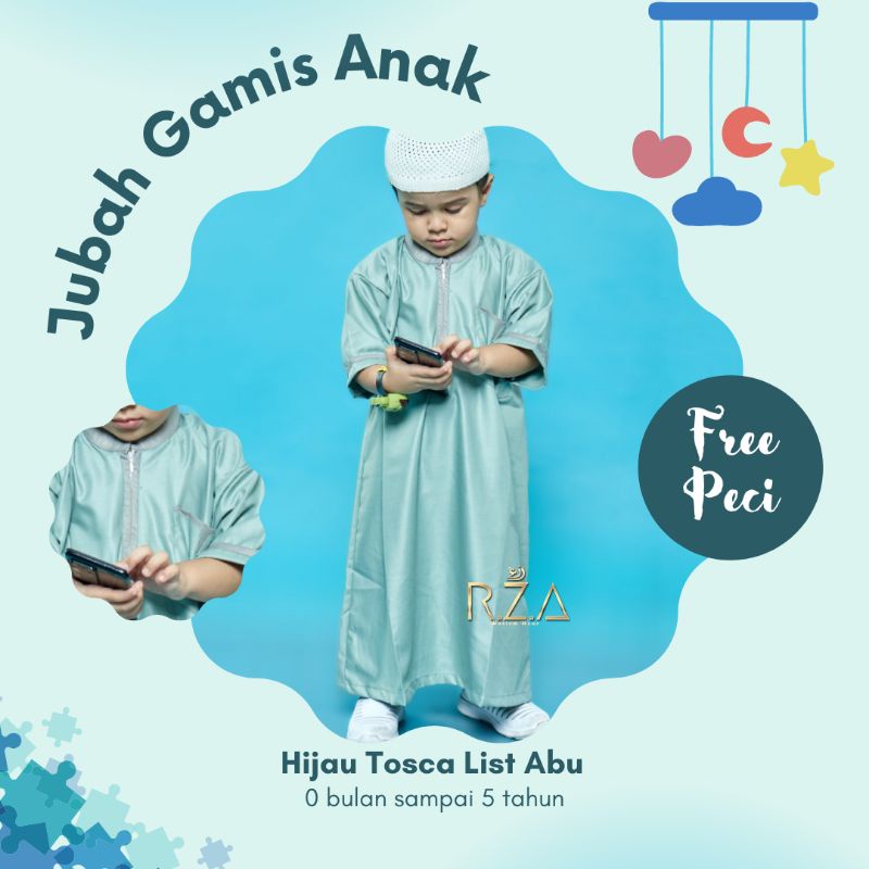 Koko Kurta Instan Anak Gamis Bayi Hijau mint sage Telor Asin Tosca Kerah Abu Muda Anak Lahir mintan 
