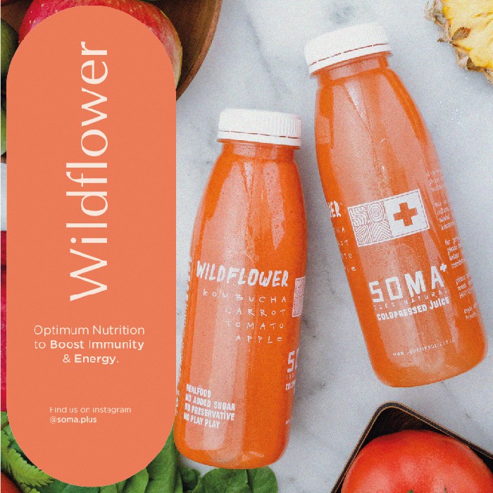 

Soma Plus Wildflower - Cold Pressed Juice + Kombucha 350ml - Wortel, Tomat, Apel