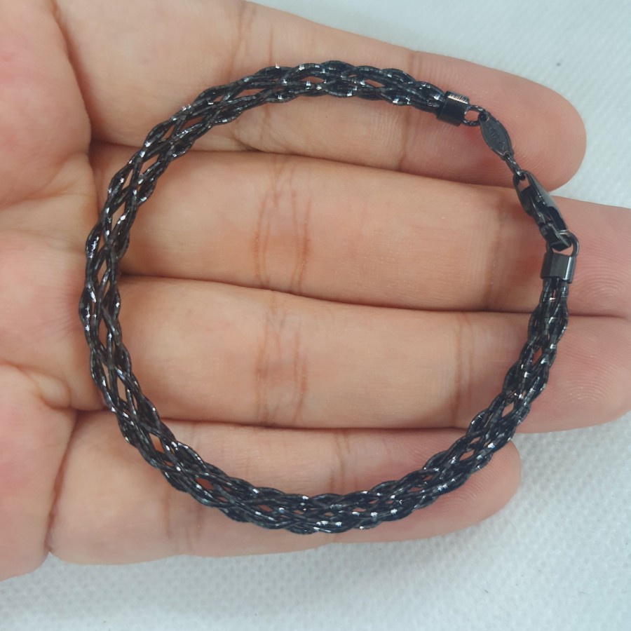 gelang eleztra pro italy variasi black gold emas 75% 750 75 % 17k