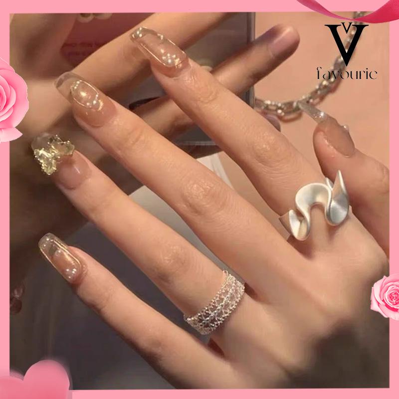 [COD]Cincin Renda Zirkon Gelombang Matte Pembukaan Cincin Sederhana Wanita yang Dapat Disesuaikan-FA