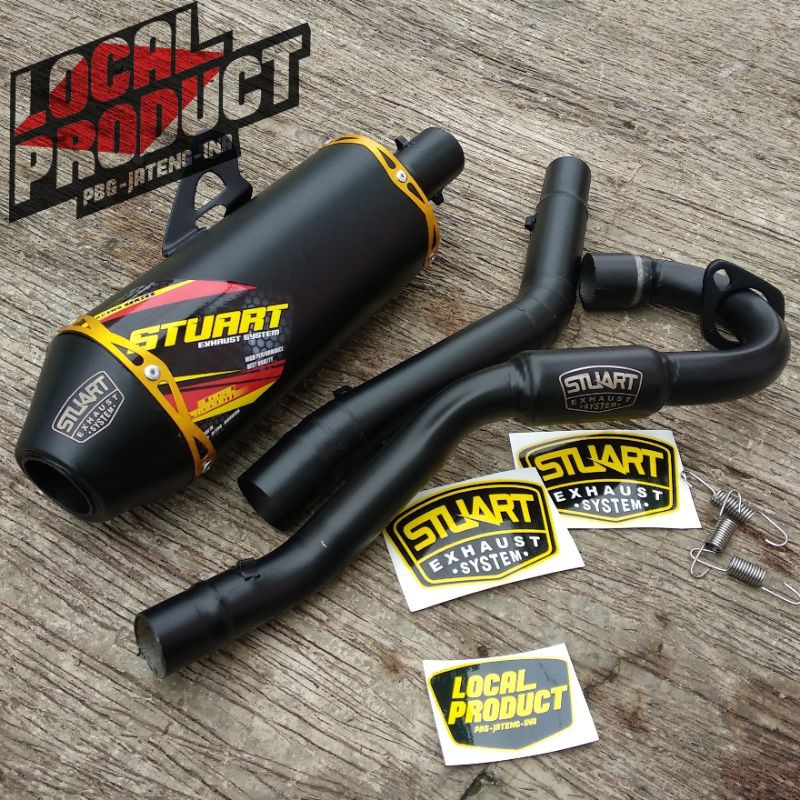 EXHAUST CRF150 CRF230 CRF250 XR150 XR200 KLX150 KLX230 KLX250, WR155 / KNALPOT STUART RACING BLACK