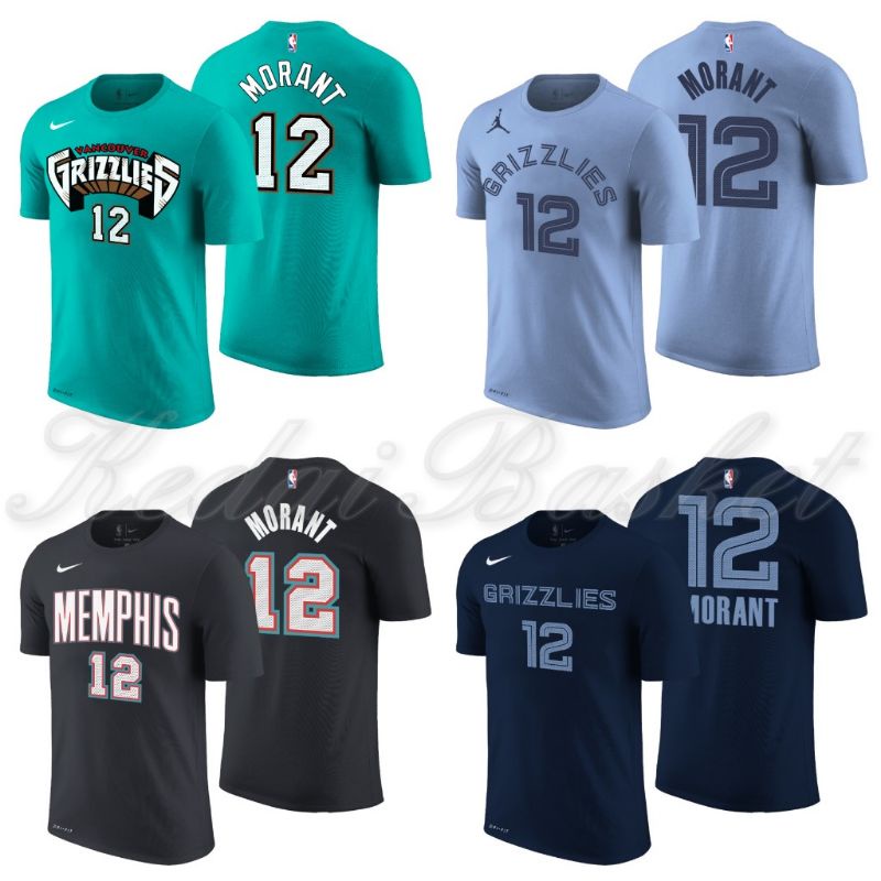 T shirt Kaos Baju Basket NBA Memphis Grizzlies No 12 Ja Morant Player Icon