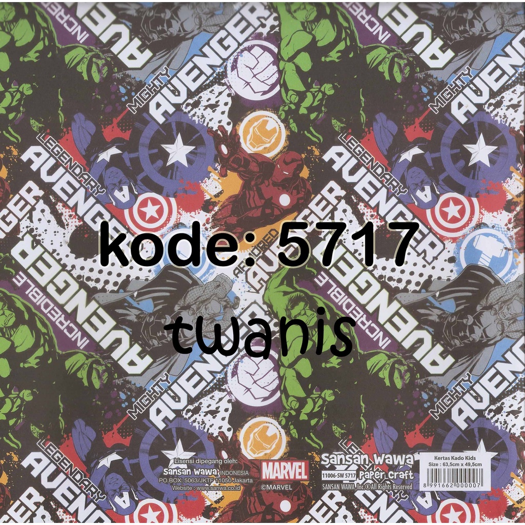 

KERTAS KADO SANWA MOTIF ANAK COWOK SUPERHERO AVENGERS KODE 5717 isi 5 LEMBAR KHUSUS JOGJA